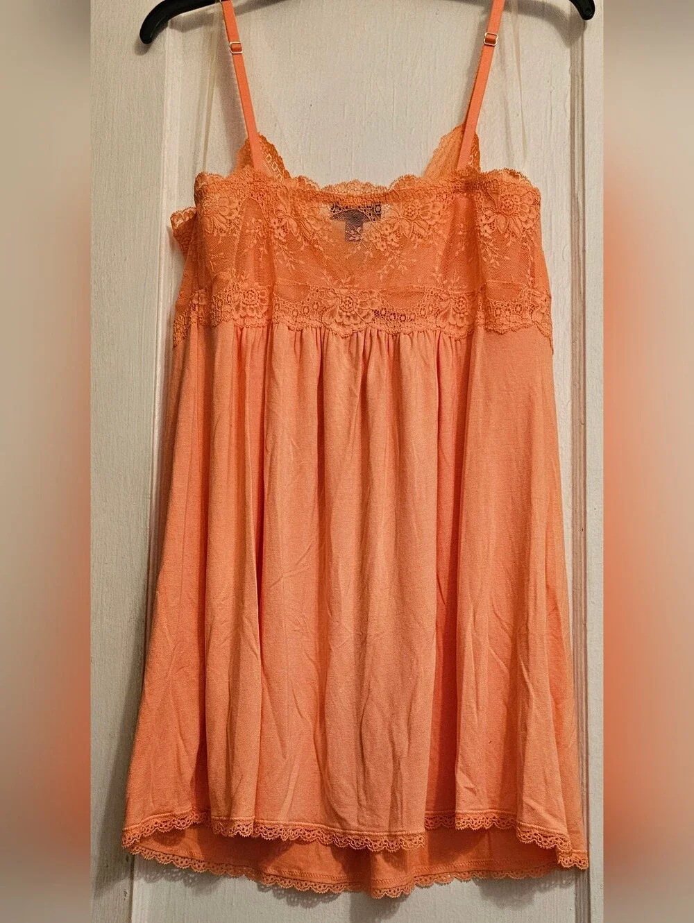 Thalia Sodi Lace-Trim Slip Nightgown in Coral Orange - Women Intimates